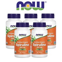 (5팩 기획) 나우푸드 오가닉 스피루리나 스피룰리나 Spirulina 500mg 남조류 슈퍼푸드 100타블렛