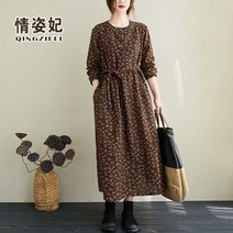 긴소매원피스 초여름 면린넨 가을 빅사이즈 여성의류 클래식 에스닉 무드 플라워 롱 3196374284