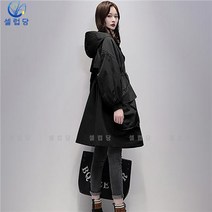 셀럽당 트렌치코트 여 하프 봄 패션 캐주얼 후드 코트