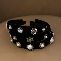 아이유 머리띠 벨벳 호텔델루나 명품 큐빅 진주 헤어밴드