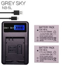 해외 2pcs NB 5L NB 5L NB5L 배터리 LCD USB 충전기 캐논 S110 SX200 SX210 SX220 SX230 IS HS IXUS 850, 충전기 및 2 배터리