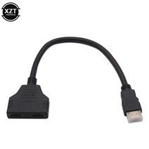 JINUS 양방향 HDMI 모니터 스플리터 분배기 HD 1080P V1.4 2 듀얼 포트 Y 호환 플레이스테이션 TV 카메라 용 입력-출력 어댑터 케이블 1 개, [01] black, [01] < =0.5m