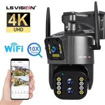 외부 CCTV LS 비전-8mp 4K IP 카메라 야외 와이파이 PTZ 3 렌즈 듀얼 스크린 10 배 광학 줌 자동 추적 방수 보안 캠, WIFI 8MP Add 64GB, 한국, AU 플러그, 와이파이 8MP 64GB 추가