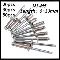 스텐 리벳 M3 M3.2 M4 M5 304 스테인레스 스틸 블라인드 리벳 카운터 싱크 헤드 풀 리벳 장식네일 소켓 네, 08 16mm_04 M5 (20PCS)