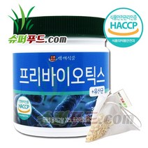 HACCP 식약처인증 프리바이오틱스 유산균 프락토올리고당 20% 프리미엄생유산균 19종 1% 온가족유산균 프리바이오틱스&유산균 분말 + 슈퍼푸드.com 연자육 티백, 1세트, ( 통 300g + 1g  )
