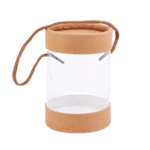 선물포장용기 쿠키포장 투명쿠키박스 투명창 쇼핑백 원통 원형 6.5X9CM 브라운