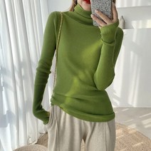 포근한 겨울 목폴라 여성 손토시 골지 니트 긴팔 티셔츠