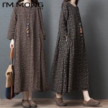 아이엠몽 여성 원피스 프릴넥 숲속요정 레이스넥 꾸안꾸 모리걸 패턴드레스 롱원피스 봄가을 청순 밤비 에스닉(MC연골리CW)