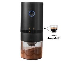 YISOKO 무선 전동 커피 그라인더+예쁜 커피잔 150ml 1개, Black