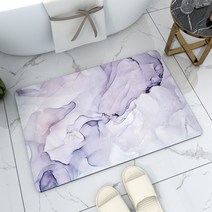 가정용 예쁜 소프트 규조토 속건 미끄럼방지 발매트 화장실, 80x120cm, 로맨틱 퍼플 마블