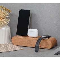 이움 원목스마트폰거치대 핸드폰충전거치대 커플선물 무료각인, 월넛, 대형(스마트폰+무선이어폰+워치), 기타(모를땐 삼성폰용)