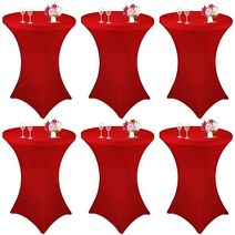 JALANCY 6팩 칵테일 스판덱스 식탁보 81 3cm x 109 2cm(32 43인치) 블랙 스트레치 스퀘어 코너 테이블 커버 천 장착 하이 탑 라운드 바 웨딩 생일 파티 연회용, 32
