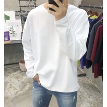 용된다 남자 빅사이즈 특양면 무지 오버핏 긴팔티셔츠