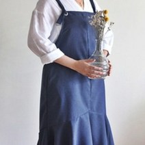 원프릴 앞치마(2color) 롱기장 슬림핏 플레어 원피스 앞치마 화원 원예 주방, 네이비