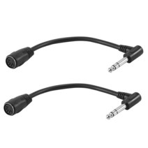 2X MIDI 케이블 5 핀 Din 암에서 단가로 6.35mm 1/4 인치 수 TRS 스테레오 오디오 연장, [01] black, 01 black