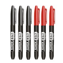 6 개대 영구 마커 펜 파인 포인트 1.5mm 섬유 팁 블랙 블루 레드 방수 잉크 컬러 펜 지 학교 용품, 09 3 Black 3 Red