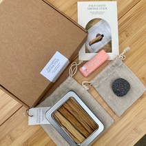 아늑하다 팔로산토 스머지스틱 선물세트(50g) 인센스 집들이 선물세트 캠핑소품 (팔로산토50g 틴케이스 에그스톤 터보라이터), 팔로산토 선물용 50g