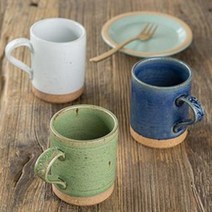 빈티지 밀크 글라스 머그 이천 도자기 무지 머그컵, 화이트