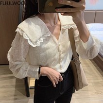 빈티지블라우스스타일 2021 봄 여성의 귀여운 세련된 Preppy 일본 디자인 버튼 우아한 공식 셔츠 3610969539