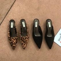 여성 뮬 호피 스틸레토 스웨이드 슬리퍼 888EA