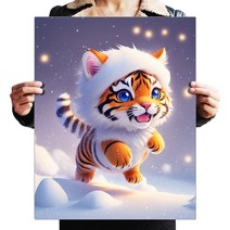 FASEN 액자 캔버스형 보석십자수 DIY 키트 40 x 50 cm, ZSH197.새끼호랑이