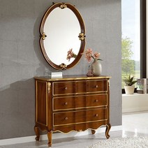 세렌 엔틱 마호가니원목 3단 화장대세트, 추가안함, 골드브라운