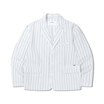 NOMANUAL THREE BUTTON SEERSUCKER JACKET - WHITE
