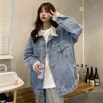 봄옷 데님 코트 여 점퍼 루즈핏 헤짐 거지풍 여름 코트