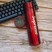 슈프림 보온 보냉 텀블러 보온병 레드 블랙 메탈재질, 레드 Supreme 보온병(뚜껑온도계)