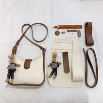가죽가방만들기 가죽공예키트 DIY 수제 핸드메이드 퀼트 패키지 세트 집콕 선물 취미생활, 화이트(토끼장식)