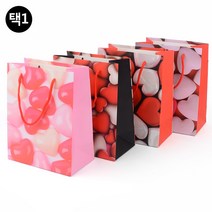 고급 코팅 하트 쇼핑백 명품 선물 포장 결혼 돌 기념품 손잡이종이봉투 쇼핑팩 답례품 쇼핑백, 디자인, 큰 레드화이트, 큰 레드화이트