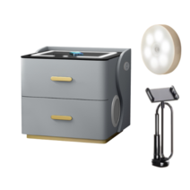 무선충전 침대옆협탁 블루투스 스피커 스마트 테이블 LED 서랍장, 라이트그레이