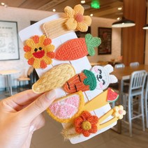 아로니안 여아 머리핀 집게 헤어핀 똑딱핀 삔 #02 노랑당근 세트