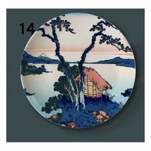 Tomitake 36 킹 장식 플레이트 호쿠사이 일본 세라믹 디스크 플로팅 월드 페인팅 벽 장식, 7 inch, 14