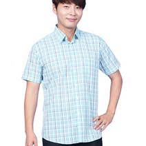 [ USE141 ] 민트색/옥색/체크무늬/남자용/남성용/서빙복/유니폼/호텔용/식당용/써빙용/남방/반소매/반팔/남셔츠