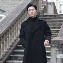 남 주니어 롱 무릎까지 오는 얇은 트렌치코트 슬림 인텐시브 하프코트 fengyi