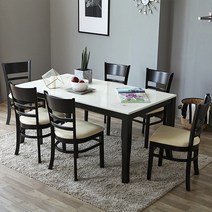 카일리 6인용 포세린 세라믹 식탁 세트 카페 테이블 1800, 테이블+의자6