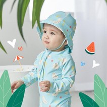 유아용 자외선차단 여름 민트색 챙모자 키즈모델 바캉스코디 어린이썬캡
