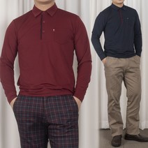 간절기 중년 남성 포켓 카라 포인트 신사 긴팔 티셔츠