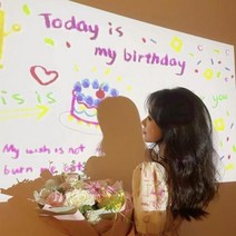 [ 생일빔 + 파티안경 ] 홈파티 파티 소품 생일 미니빔 생일축하빔 휴대용 프로젝터 디자인 칩 배경 이미지 인스타 포토존, 3오늘밤주인공, 스카이