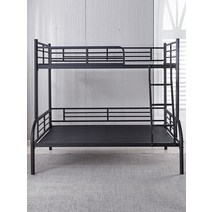 2층침대 철제2층침대 이층침대 숙소 철재침대 튼튼한 철제 원룸, 블랙 상1.0(난간4면) 하1.35m