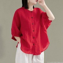 라오농 여성 빅사이즈 린넨 셔츠 7부 블라우스 캐주얼 미시옷 +KIE06X