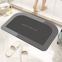 FASEN 홈 반원형 직사각형 물흡수 소프트 논슬립 욕실 화장실 다용도 빨아쓰는 규조토 발매트, Z-01.짙은 회색