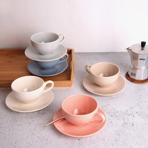 스타 커피잔세트 예쁜 라떼잔 컫받침포함 300ml / 5color, 베이지