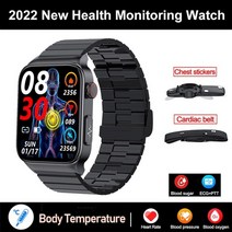 장시간 스마트워치 2023 2022 혈당 모니터 건강 남성 ecg + ppg 혈압 측정 ip68 방수 스포츠 smartwatch 여성, 스틸 블랙 b