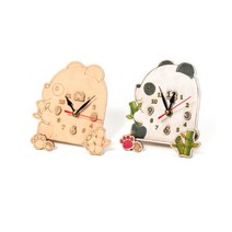 미리사몰B 모양 시계 만들기 DIY 원목 나무 동물 캐릭터 탁상용 무브먼트 어린이 초등 키트 미술 활동 공작 준비물 색칠 집콕 놀이 돌봄 방과후, 동물시계(판다)