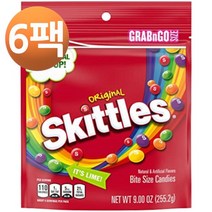스키틀즈 오리지널 츄이 캔디 그랩 앤 고 9oz, 6팩
