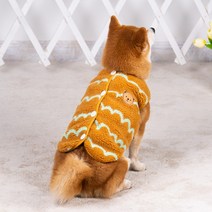 강아지 패션 후리스 곰돌이 가방 사이즈별 가을 겨울 보온 시바견핏 중소형견 애완견 인플루언서 베스트 겨울옷, 카멜물결곰돌이