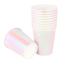 메탈릭 파티컵 8온스 10입 [홀로그램 화이트], 단품, 단품