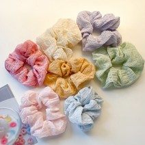 소프트 크림 파스텔 스크런치 곱창밴드 7color 러블리 귀여운 패션 코디 데일리 데이트 여행 학생 여성, 스카이블루